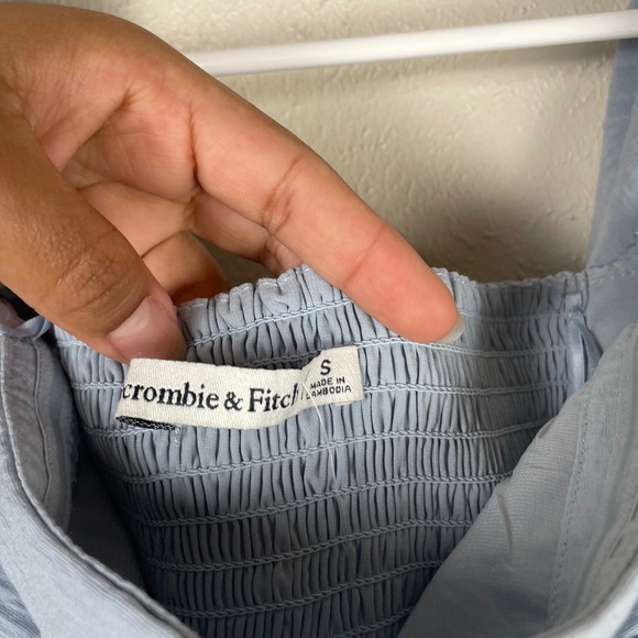 Abercrombie & Fitch Blue Puff Sleeve Smocked Maxi Dress size Small - Picture 3 of 10